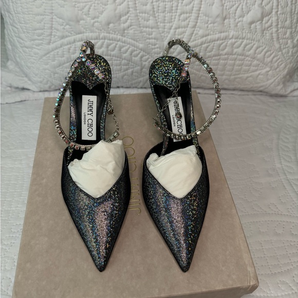 NIB Jimmy Choo Saeda 85 - Silver/Multicolor size 38 - Picture 8 of 15